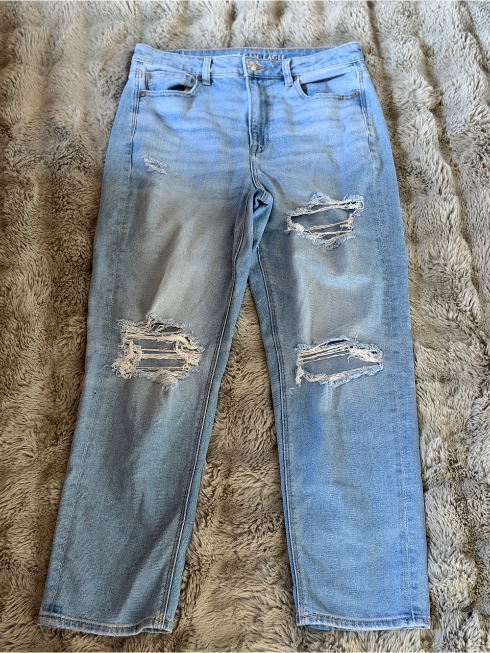 American Eagle Outfitters Light Blue Ripped Boyfriend Jeans